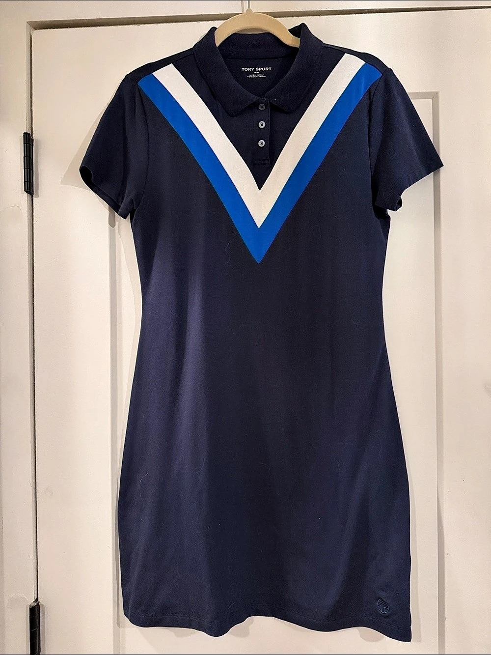 Tory Burch Women's Mini Polo Dress in Blue & White Like New